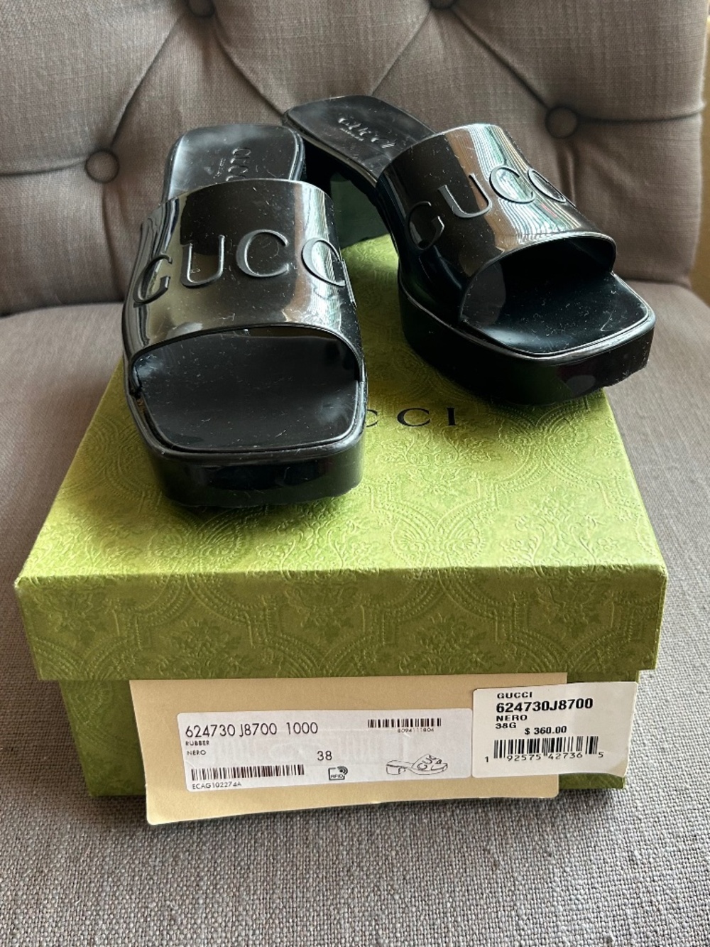 GUCCI Rubber Heels Sandals so 38